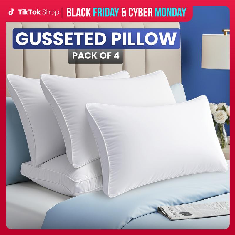 【Haul Deal】Utopia Bedding Bed Pillows for Sleeping - Set of 4 Gusseted Pillows Set - King & Queen Size (White)