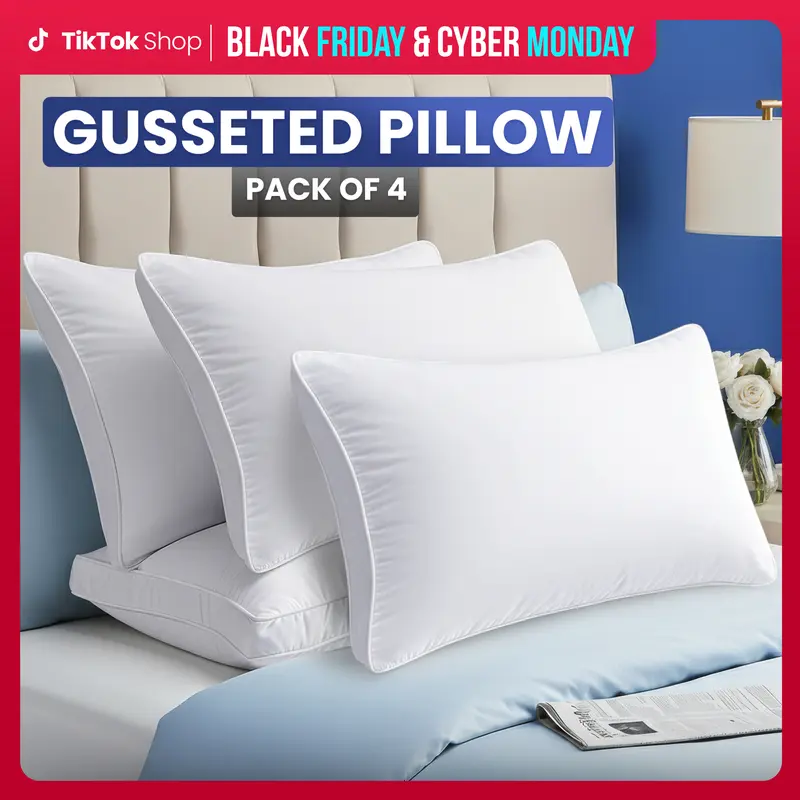 【Haul Deal】Utopia Bedding Bed Pillows for Sleeping - Set of 4 Gusseted Pillows Set - King & Queen Size (White)