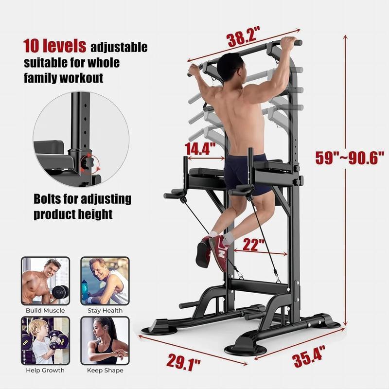 multi-functional Power Tower Pull Up Bar & Dip Station | Multi-Function Strength Training Home Gym Equipment | Adjustable Height for Full Body Workout | 450LBS Capacity