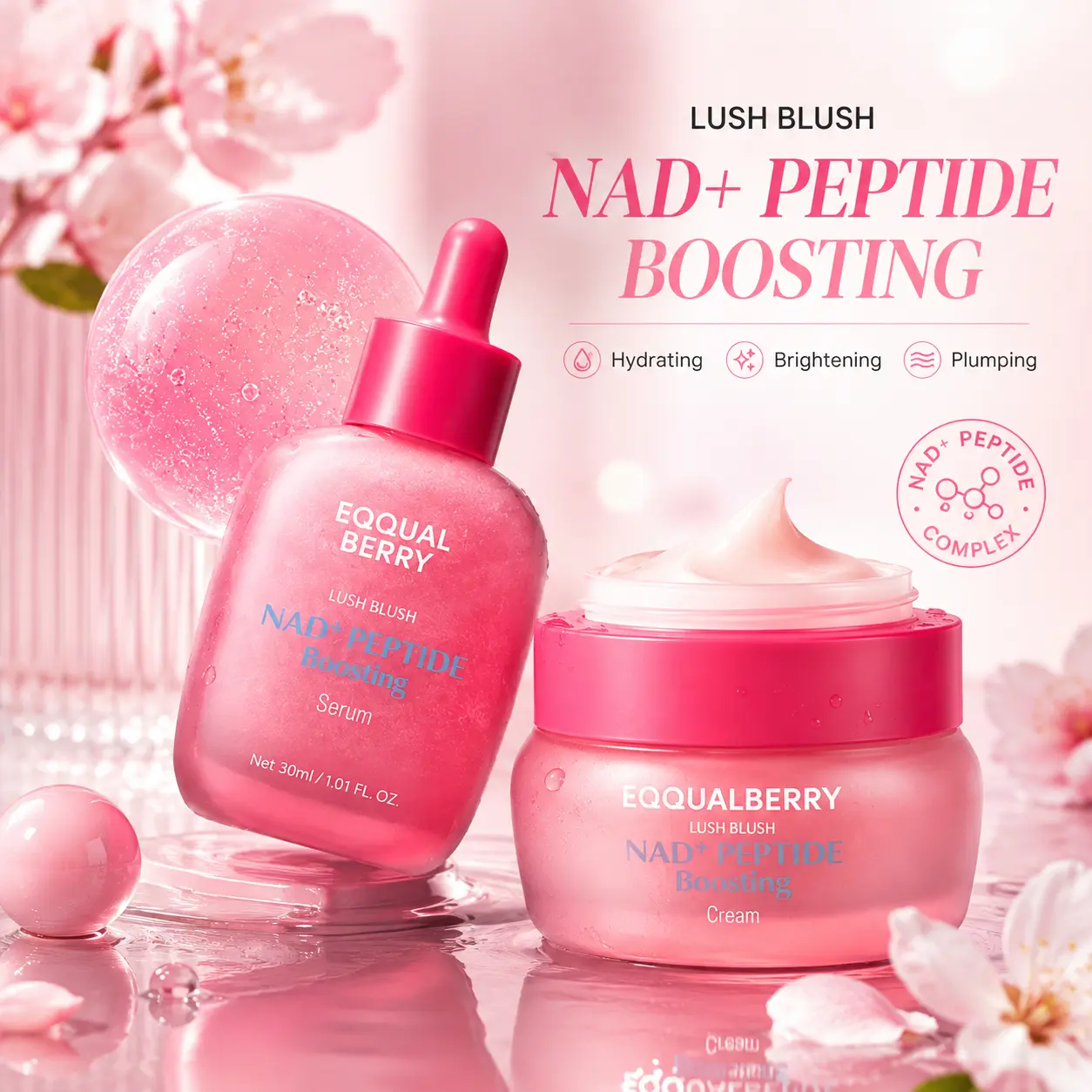EQQUALBERRY NAD+ Longevity Ritual: Peptide Boosting Serum & Cream Duo | Advanced Formula for Facial Care, Designed for Face, Neck and Body Use  >