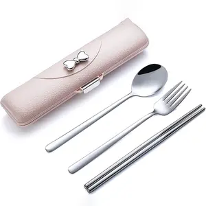 Compact Travel Cutlery Set with Carry Pouch, Reusable Utensils for Outdoor Activities, Lunches, and Eco-Friendly Daily Use