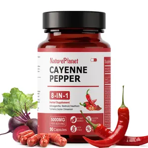 Cayenne Pepper CapsulesPimienta de CayenaOrganic Capsaicin Supplements with Beetroot Ashwagandha Hawthorn Turmeric Cinnamon Ginseng for Circulation Immune Support 90 Capsules-