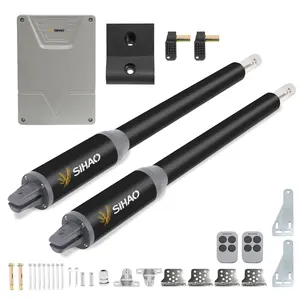 Heavy Duty Swing Gate Opener Kit 24V DC, 650lbs/6.5ft Max Single Gate, Automatic Dual Swing Gate Operator with Remote Controls, for Inward/Outward Swing Gates