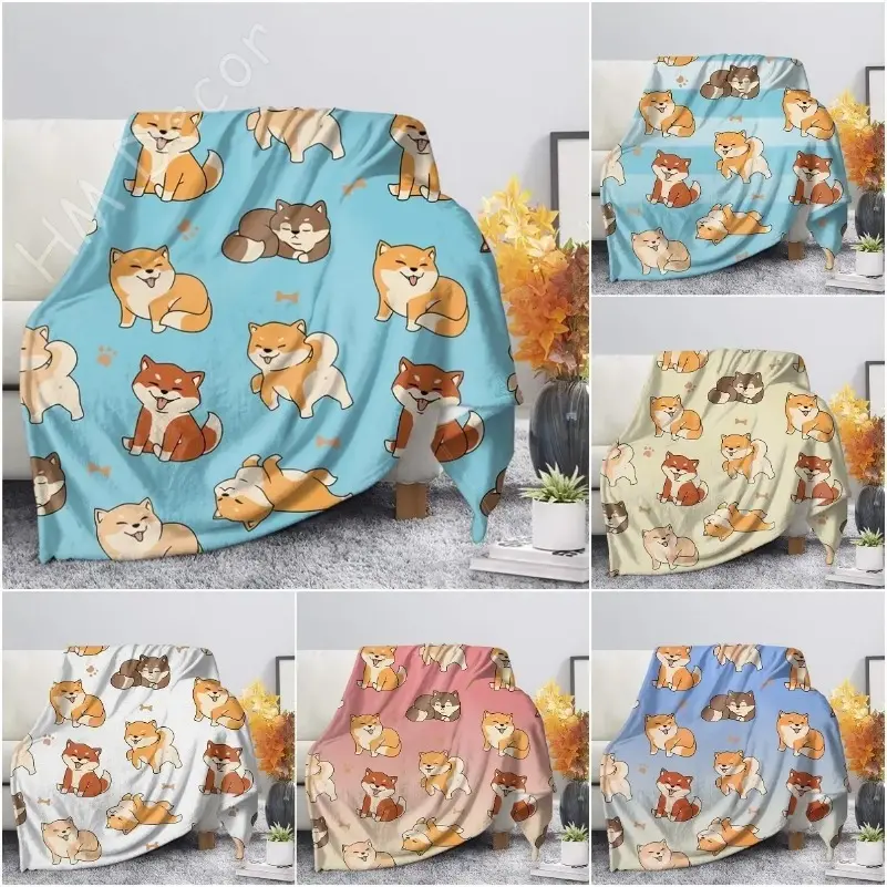 Shiba Inu Printed Sherpa Fleece Baby Blanket - Cozy Setup, Snug as a Bug in a Rug, Wrinkle Resistant, Cute Animal Home Decor, Soft Warm Throw for Bed/Crib, 30x40in (100x120cm) - Christmas/Wedding Gift for Kids