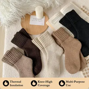 5 Pairs Thermal Insulated Ski Socks Unisex Winter Mid-Calf Snow Socks, Ideal for Freezing Weather, Sport Socks, Elastic Socks, Pure Color, Men and Women pilates support athletic womenswear