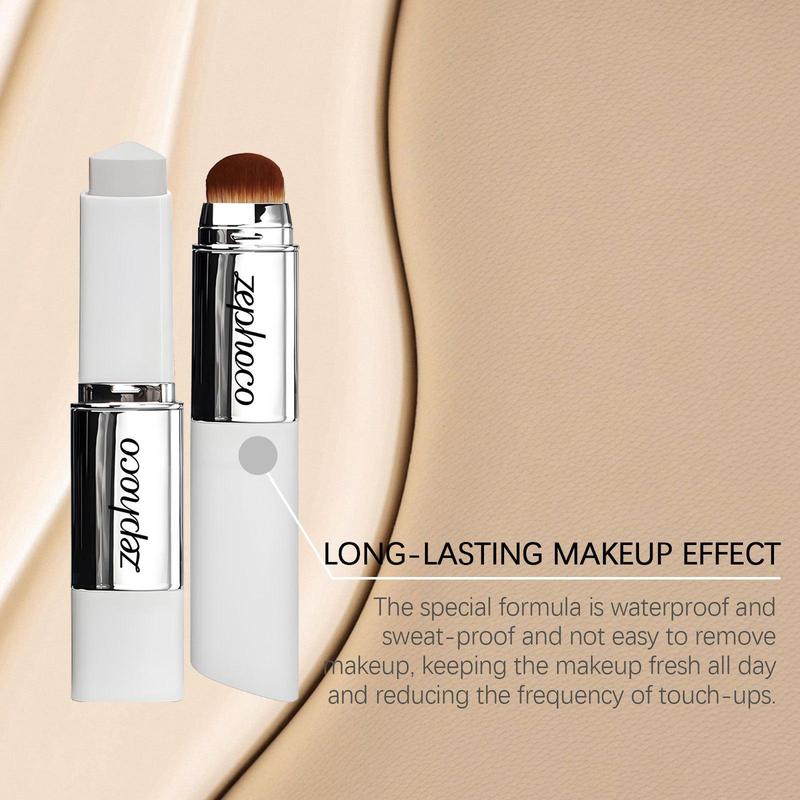 Color Changing Cover Cream Stick - Color-Changing Foundation Full to Medium Coverage with Detachable Brush - Moisturizing Makeup
