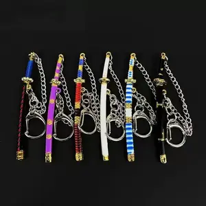 9CM Zoro Mini Keychains Shusui Enma Wado Kitetsu Metal Crafts Anime Peripheral Collectibles Unique Key Ring Decor