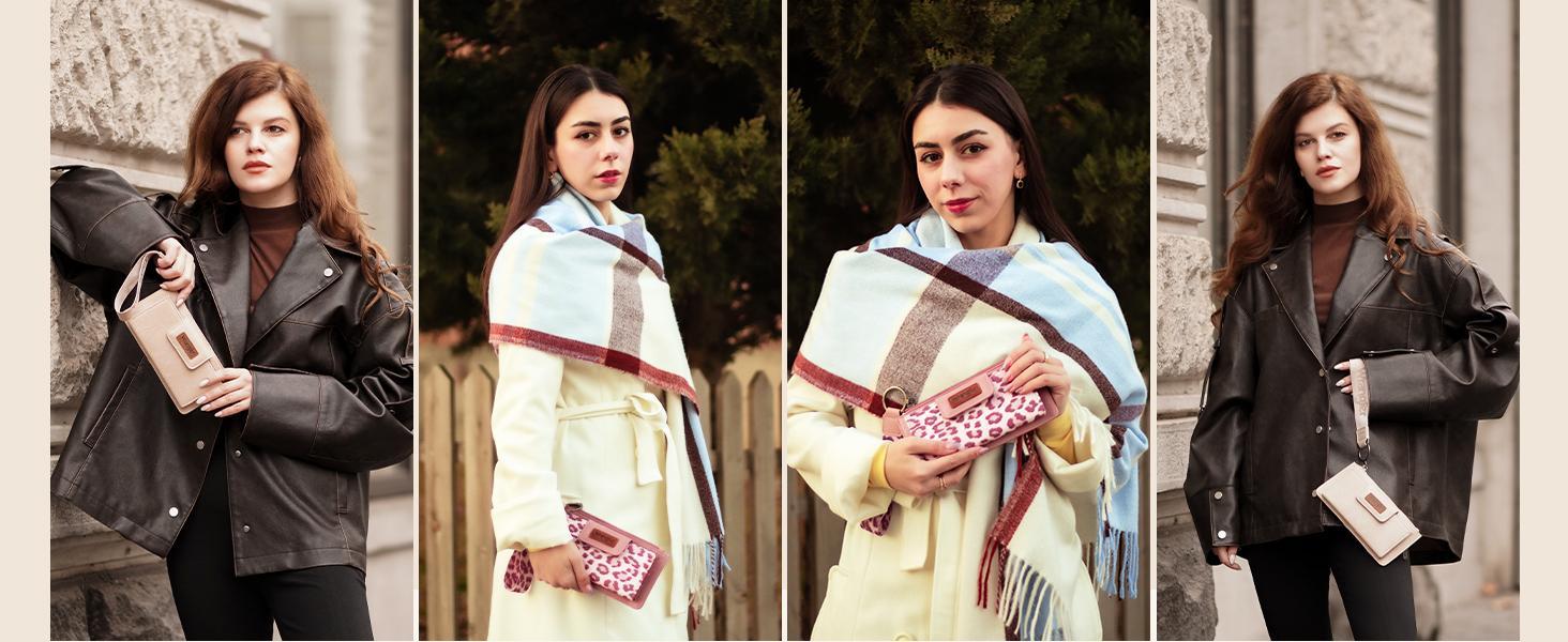 Wrangler Boho Aztec Clutch Wristlet Wallet with Double Layer Credit Card Holder with zipper