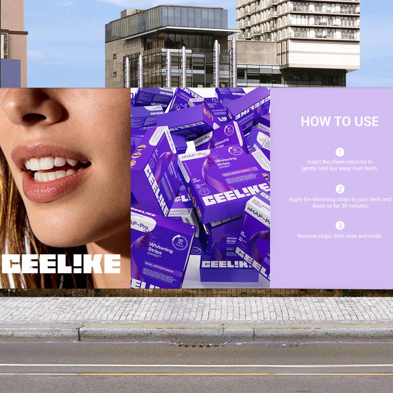 CEELIKE  Purple Teeth Whitening Strips  With Free Cheek Retractor - 7/21 Whitening Sessions -Nano-Hydroxyapatite Safe for Enamel - Non Sensitive Teeth Whitening - Peroxide-Free