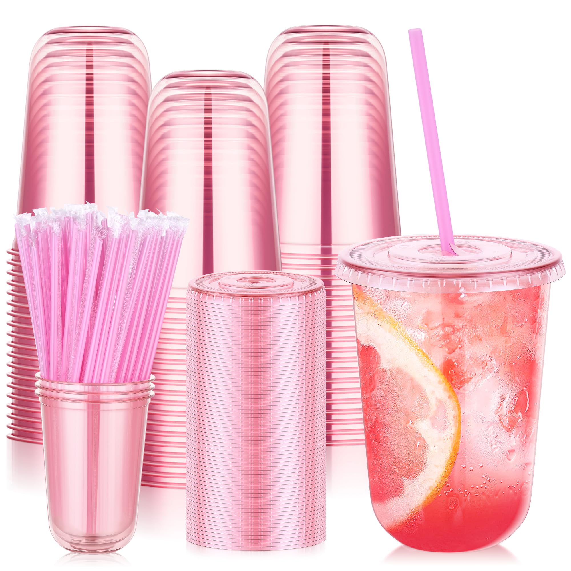 Valentine's Day 50Pack 12oz/16oz Pink Plastic Party Cups with Lids and Straws,Disposable Iced Coffee Cup with Lids,Round Bottom Drinking Cups for Birthday Wedding Valentine's Galentine's Bachelorette Party Valentine's Day 50Pack 12oz/16oz Pink Plastic Party Cups with Lids and Straws,Disposable Iced Coffee Cup with Lids,Round Bottom Drinking Cups for Birthday Wedding Valentine's Galentine's Bachelorette Party