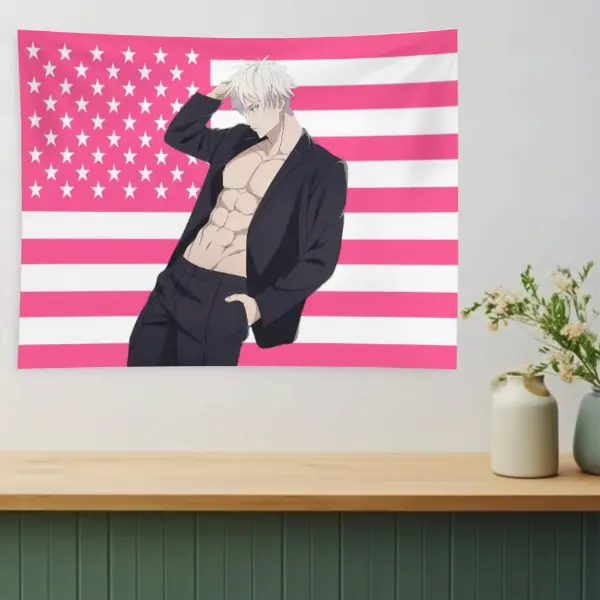 Gojo Satoru Pink Tapestry/Flag,unique gift Decor y2k room decor summerwins Decoration