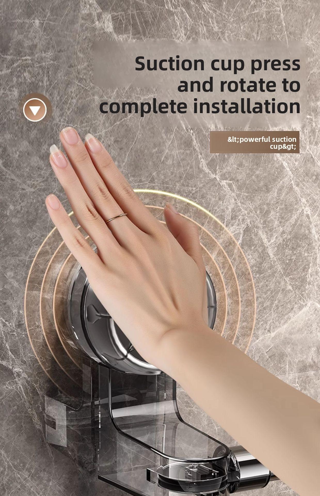 Stainless Steel Suction Cup Towel Rack No-Drill Adjustable Bathroom Kitchen Storage Shelf Toilet Bath Slipper Rack Shower Curtain Rod