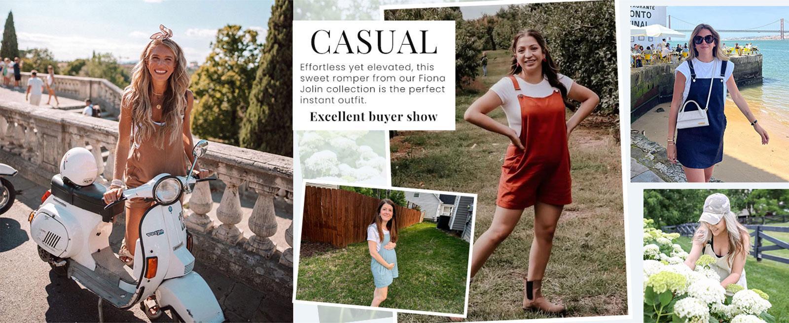 JovenPara Women Cotton Blend Shortall Linen Dual Pocketed Adjustable Strap Cream Pinafore Overall Romper