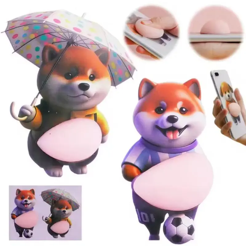 Cute Dog Belly Sticker, Soft Background, Silicone Self-Adhesive, Stress Relief Toy, Stress Relief Fidgeting, Perfect Gift
