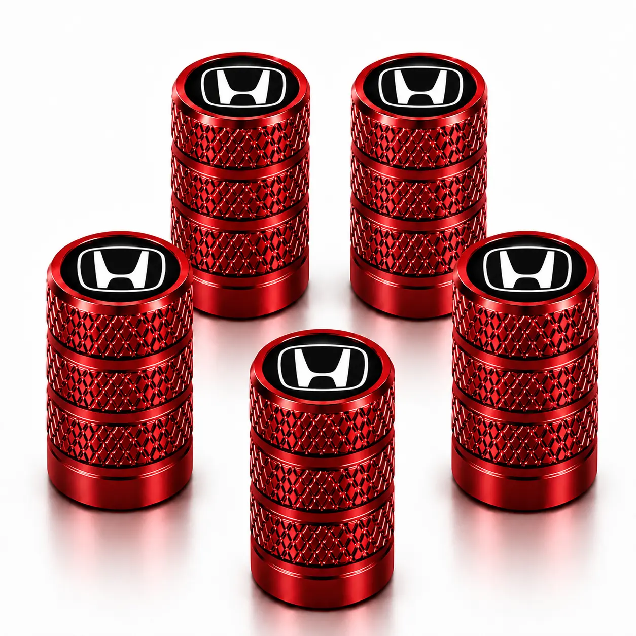 5-Pack Aluminium Alloy Wheel Valve Caps with Honda Emblem, Anti-Rust, Leak-Proof, Dustproof, Tool-Free Installation, Compatible with CR-V, Civic, Accord, HR-V, Pilot, Odyssey, Ridgeline, Fit (Sedan, SUV, Minivan, Truck Wheel Trim Accessories)