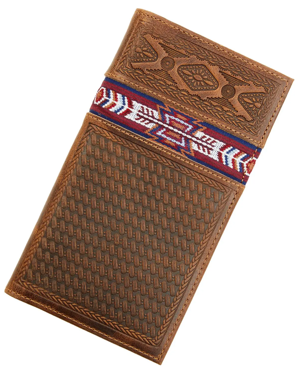 Cody James Men's Men'S Leroy Leather Southwestern Woven Inlay Rodeo Wallet - Cjafa24wt2-Bn