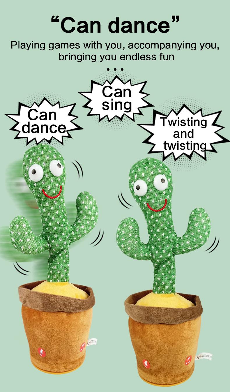 Emoin Dancing Cactus Baby Toys, Talking Cactus Toys Repeats What You Say Baby Boy Toys, Dancing Cactus Mimicking Toy with LED English Sing Talking Musical Toys Cute Rattle Maracas Sensory， Gift