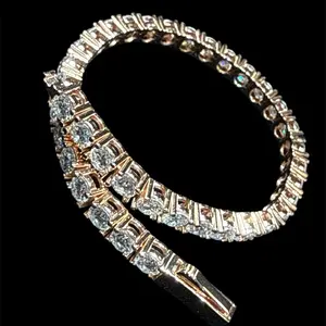 Moissanite Bracelet Rose Gold .925 Silver 3ctw 7 inch 4mm