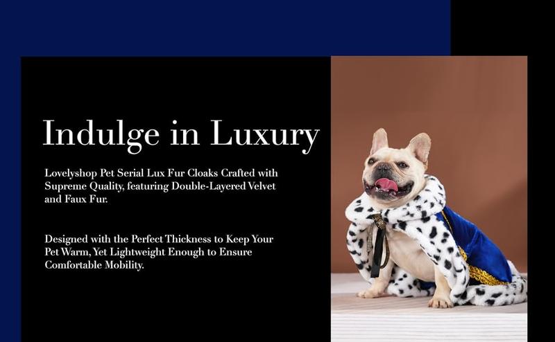 【Pet Supplies】Lovelyshop Pet Serial Lux Fur Blue Cloak Halloween Small Pets Costume Cape Royal Cosplay Outfit Keep Warm Soft Faux Fur Elegant Design Make Pets Stand Out Party Gift