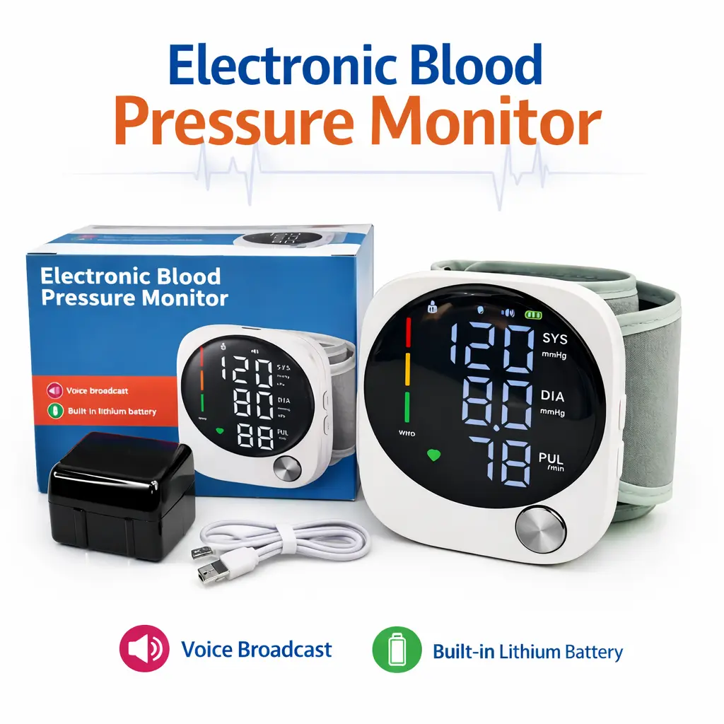 【DealsForYouDays】Rechargeable Wrist Blood Pressure  with LED Touch Screen, Voice Broadcast & 99x2 Memory — Accurate Home BP Tracking Made Simple