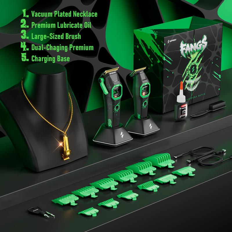 Suprent FANGS Vector Clipper – 13,000 RPM AI Controlled Motor Unique U-Shape Blade- Dual Mode Lever LED Light- Professional Hair Trimmer for Barbers-Gift for man