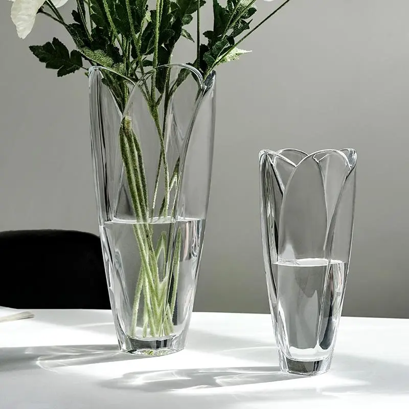Clear Artificial Crystal Vase, Modern Flower Arrangement Vase, Elegant Transparent Vase for Home Decor, Home Decor Supplies, Ornaments