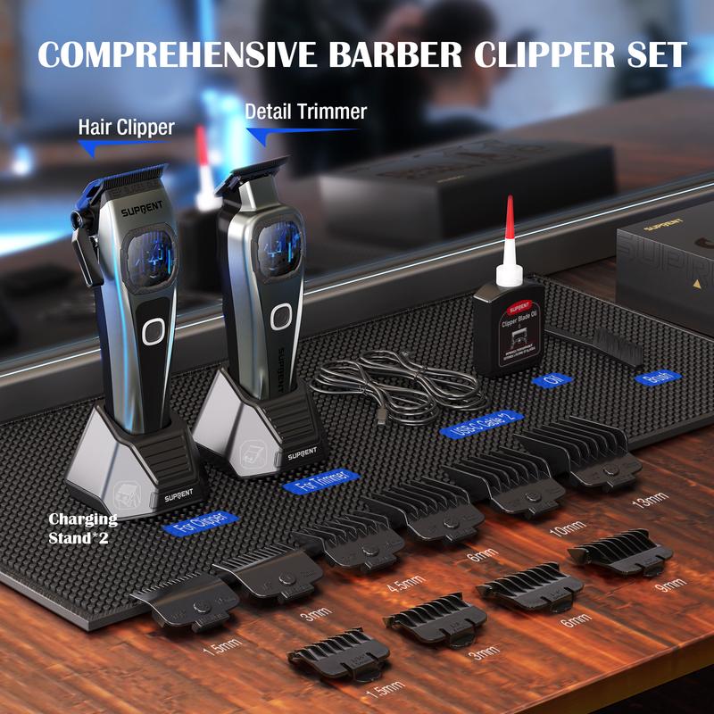 Suprent Barber Clipper-10000 RPM Motor Thermally Stable Ceramic Blade- Cordless Hair Trimmer Set for Barbers with Charging Base - Premium Hair Clipper Kit - Gift for Men