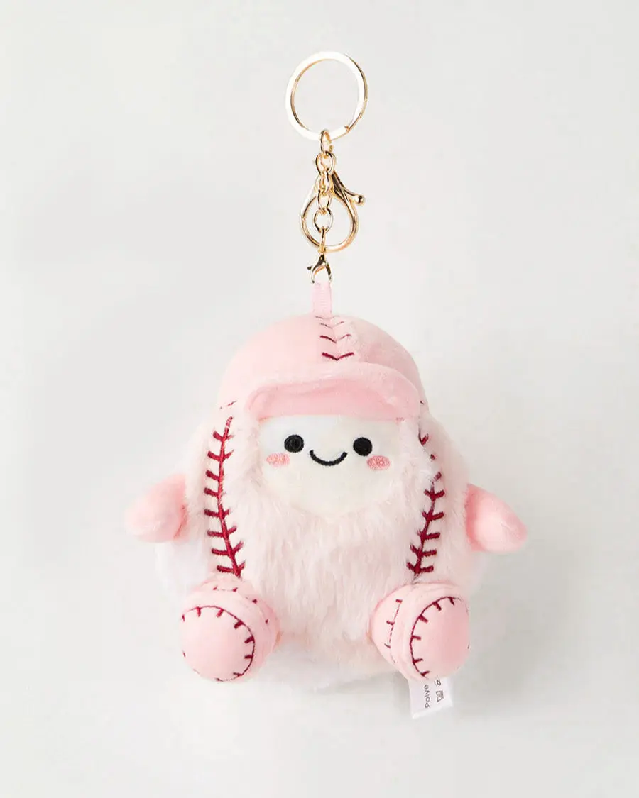Kawaii Softball Furry Plush Keychain, Pink Fluffy Ball Charms & Twillies, Bag Accessories for Backpacks, Kawaii Accessories, Backpack Charm, Cool Keychains, Bag Key Accessory, Fashion Keychain