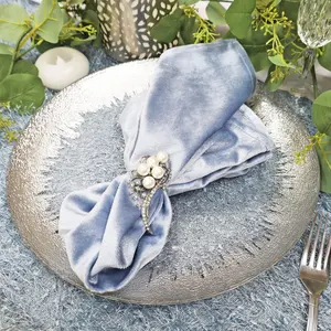 13" Silver Foil Brushed Leaf Rim Glass Charger Plates (8pcs)