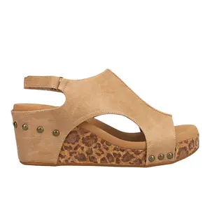 Corkys Footwear Womens Carley Leopard Print Studded Slingback  Casual Sandals Casual High Heel 3" & Up - Brown