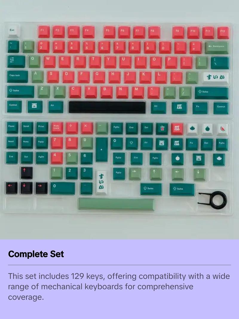 SUIKA Keycaps - Red & Green keys for mechanical keyboard - decor for pc gaming and work from home desk setups - gifts for gamers