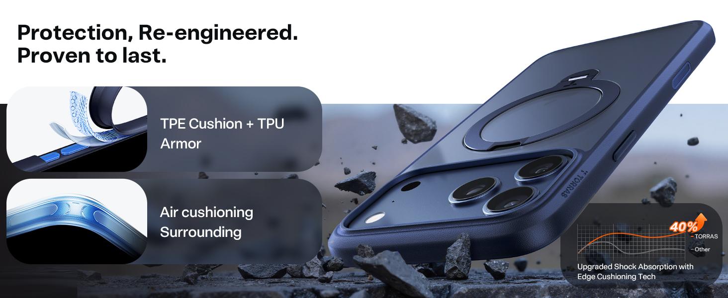 TORRAS OStand Q3 Spin Magnetic Stand Case for iPhone 17 Pro Max with 360° Rotatable Kickstand 4X Military-Grade Protection Protection & MagSafe Compatible