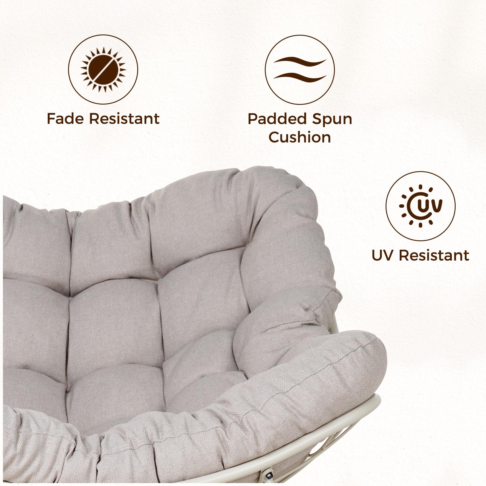 GRANDPATIO Oversized Rocking Chair with Cushion - Indoor/Outdoor Lounge Rocker, Beige