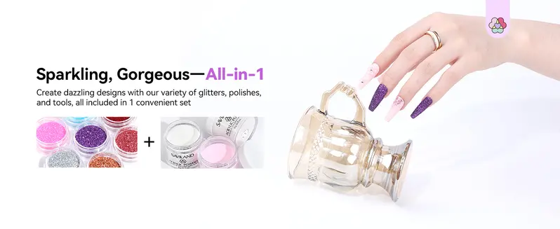 SAVILAND Essentials Acrylic Nail Kit – All-in-1 Set with Lamp EMA Monomer Gel Polish Nail Drill Cuticle Remover for Home DIY Starters