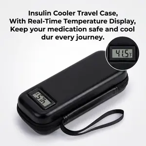 Insulin Cooler Travel Case with Temperature Display, TSA Approved Medicine Cooling Bag with 2 Ice Packs, Portable Diabetic Supplies Organizer for Insulin Pens