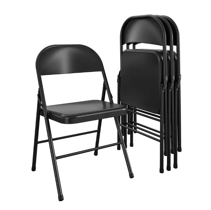 Mainstays All-Steel Double-Braced Metal Folding Chair – Heavy-Duty, Compact Seating Solution in Black for Home, Events, and Office Use
