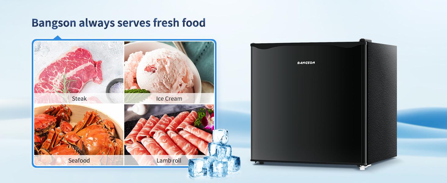 BANGSON 1.1 Cu.Ft Small Upright Freezer, Single Door Mini Freezer, Small Freezer, Adjustable Thermostat, Energy-Efficient, Compact Refrigerator, Quiet Operation, Compact Freestanding Freezer, Gift Idea, Christmas Gift