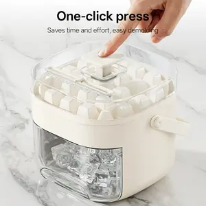 Quick Freeze Two-Layer Ice Cube Tray, One-Touch Ice Release Large Capacity Ice Mold Set, Food-Grade Material Ice Storage & Maker, Easy-Demold Ice Cube Tray, for Cold Drinks, Coffee & Juice, Essential Kitchen Ice Box