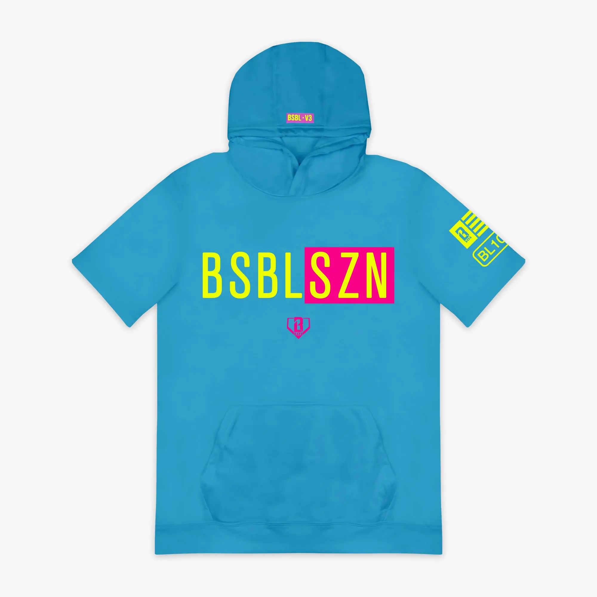 BSBL-SZN Youth Short Sleeve Hoodie V3 - Cotton Candy Blue