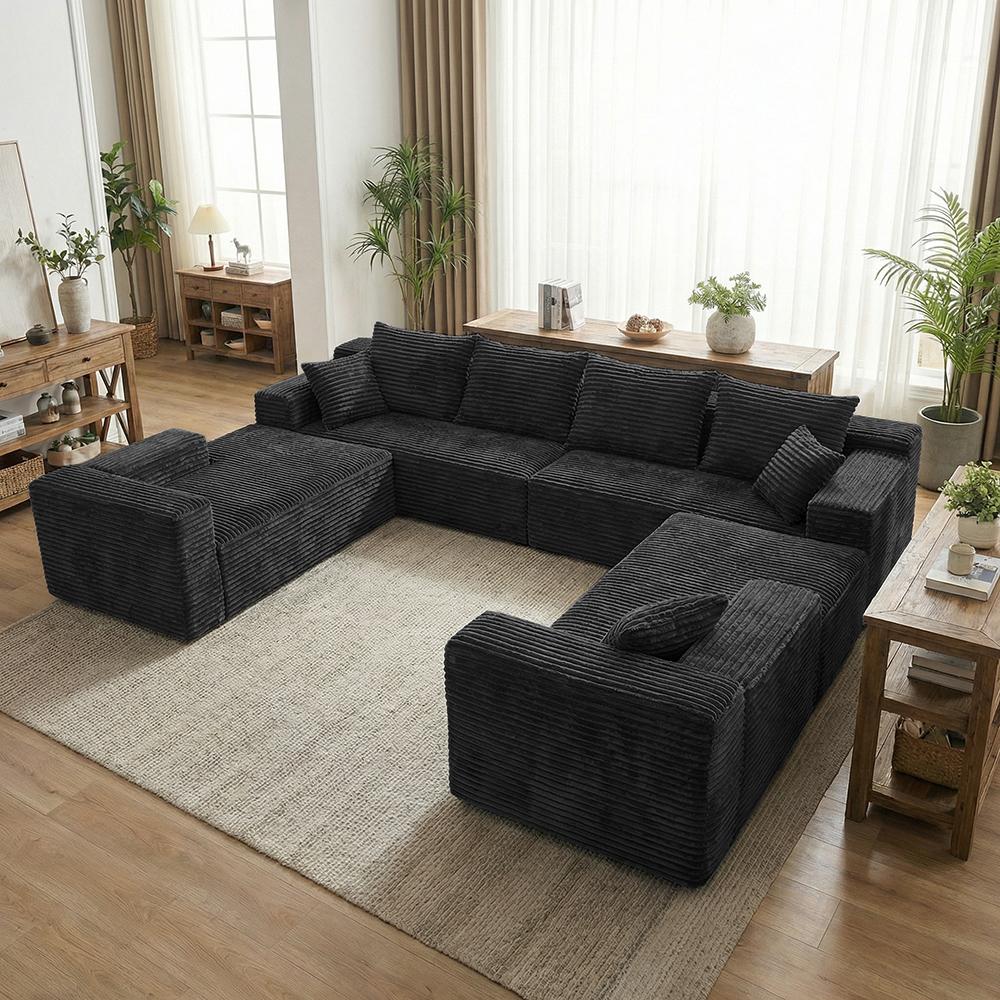 139'' Oversized U Shaped Sectional Couches, 8 Seater Modular Boneless Cloud Sofa with Chaise Lounges, 4-in-1 Flexible Combination Deep Seat Corner Large Couch,No Assembly for Living Room