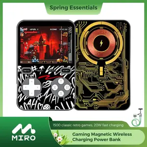 【V99】MIRO Game&Go Duo Bundle – 5000mAh Gaming Power Bank with 1500+ Classic Games, 3-in-1 Console & Neck Charging Cable, 15W MagSafe, 20W PD & 60W Fast Charge, Compact for Phones, Ideal for Travel, Fun, Daily Use & Thoughtful Gift