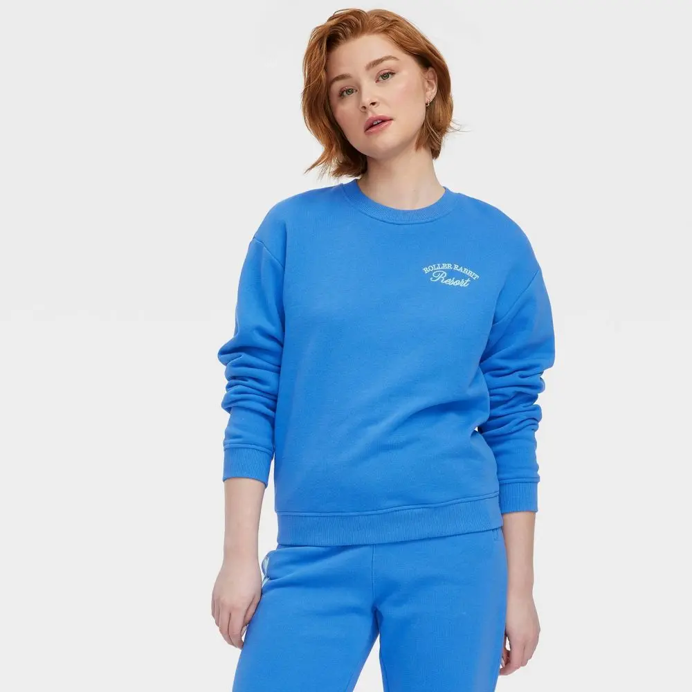 Women's Comfy Crewneck Pullover Sweatshirt - Roller Rabbit, Hip Fabric Garment with Prints, Basic