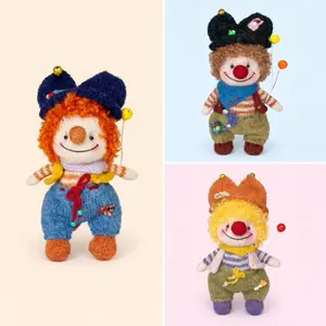 Knitted Wool Yarn Clown 7in tall | Handmade | Decorative | keychain