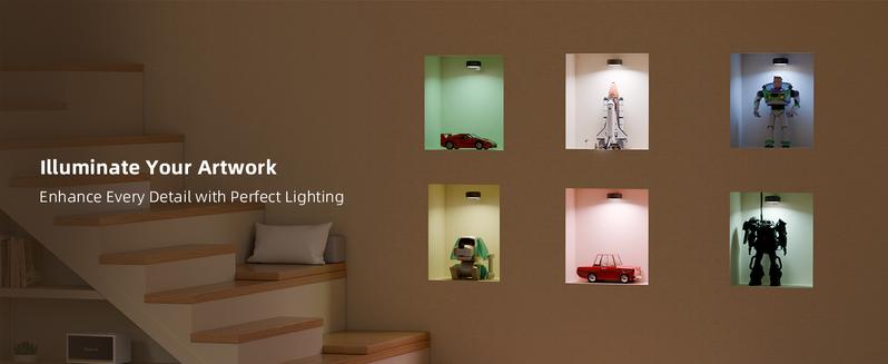 EZVALO Picture Lights for Wall,14 Color(3 Color Temps&12 RGB),2000mAh Rechargeable Battery Magnetic Poster Lights with 2 Color Temps&12 RGB,Remote Dimmable Timer Painting Light,Wall Decor Light for Art Display,Frame
