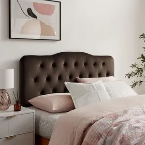Annabel Stain-Resistant Performance Velvet Full Headboard in Chocolate Brown