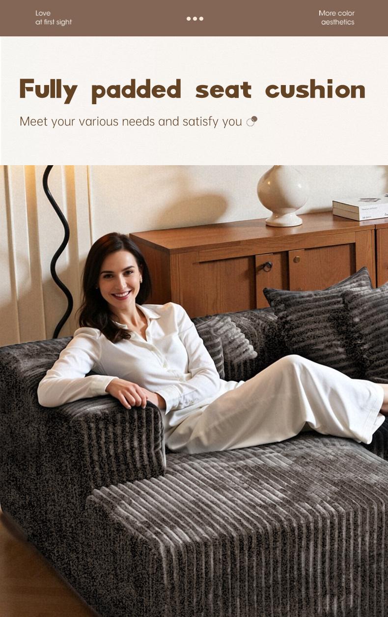 【3 Packages shipping】132"U-Shape Modular Sectional CouchSofa Compressed Corduroy Modern Sleeper Sofafor Living Room,Space-Efficient Modular FloorSofa with Soft Velvet Fabric and Deep SeatSofaConvertible Corduroy Sectional Couch bed plus