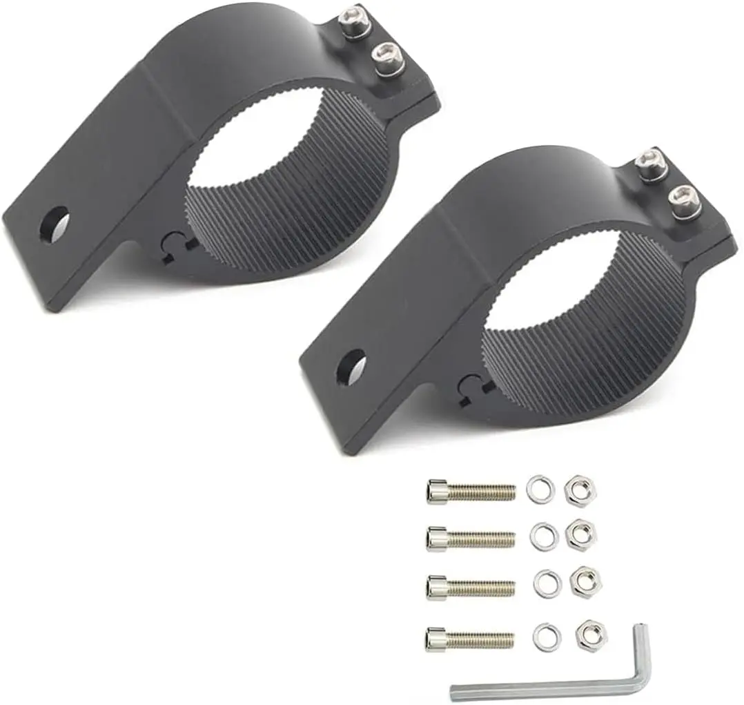 Adjustable Tube Clamp Mounting Brackets (2 x Mounting Brat Clamps, 1 x L-Shaped Hex Wrench) for 2.5-2.7in (64-69mm) Bull Bar, Roof Rack, Roll Cage, LED Square/Round Work Light & LED Light Bar with 360-Degree Rotating Function