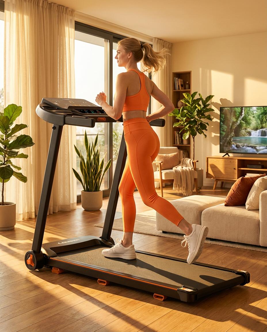 Unisex Modern Adjustable Foldable Running Treadmill for Home Gym, 3HP Motor, 8.5MPH Speed, Dual LED Screen, Bluetooth Speaker, 280LBS Capacity for Home Office, Compact
