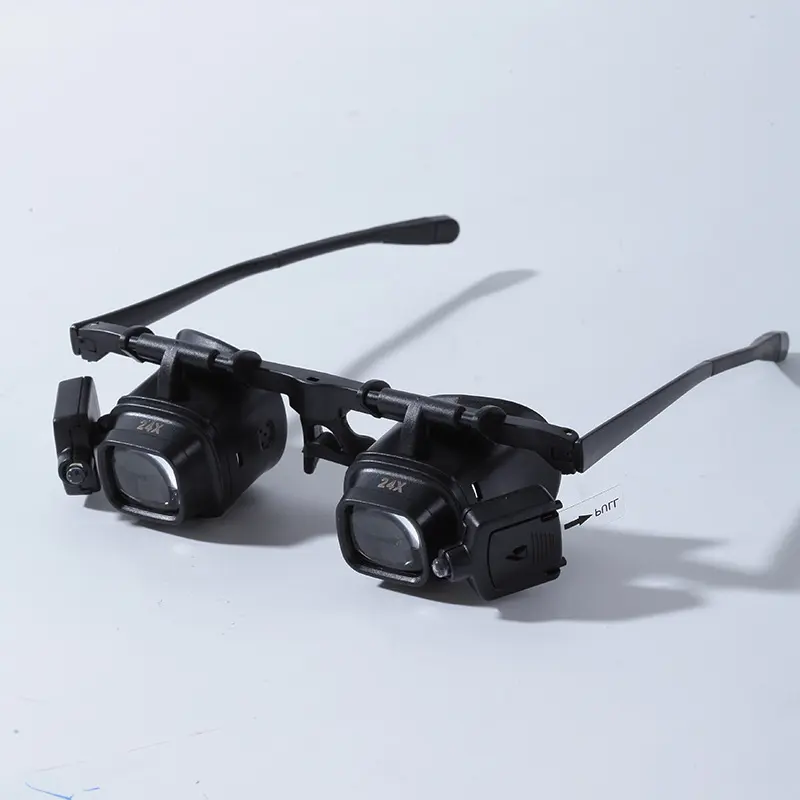 Head-Mounted Magnifier Glasses with Portable Lens Light, Sports Eyewear for Watch Repair, Electronic Components Soldering, Magnifying, Optical, Adjustable