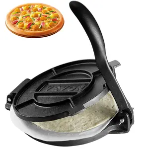 VEVOR Tortilla Press, 10 Inch Tortilla and Roti Maker, Cast Iron Heavy Duty Tortilladora Press, Pre-Seasoned Pataconera Maker with 100 Pcs Parchment Paper, Dough Maker for Flour Tortilla, Tawa, Silver